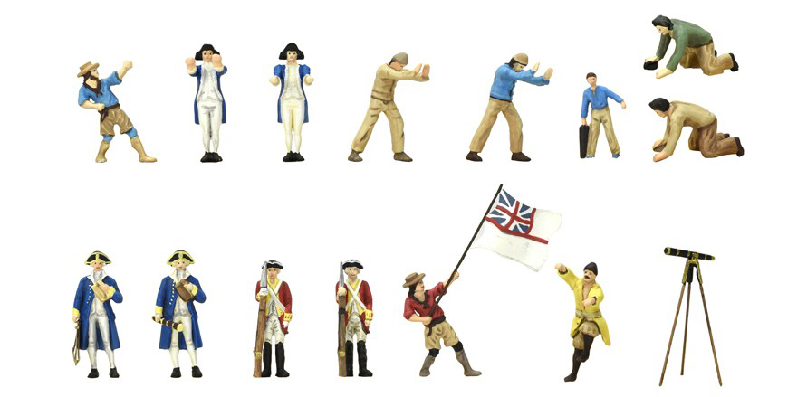 Set of 14 Figurines and 6 Accessories for New 1/65 Model HMS Endeavour (22520).