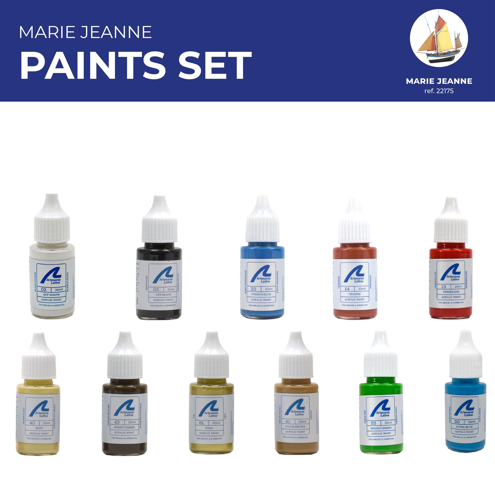 Acrylic Paints Set for Marie Jeanne Tuna Boat Model (277PACK12) made by Artesanía Latina.