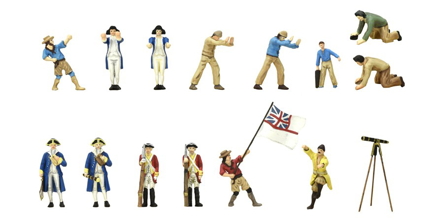 Set of 14 Metal Figures with Accessories for HMB Endeavour (22520-F) by Artesania Latina.