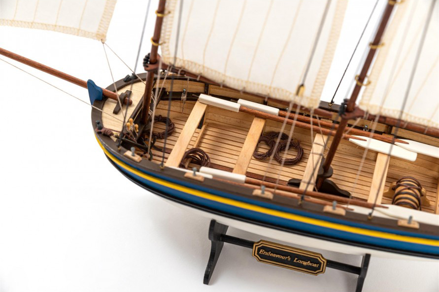 HMS Endeavour Longboat Model (19005): 2022 Renewed and Improved Wooden Ship Modeling Kit!