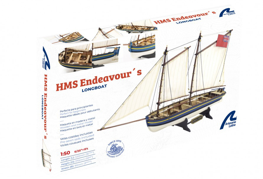 Maquette Canot HMS Endeavour è l’échelle 1/50 (19005). Nouveau Modèle en Bois Totalement Rénové et Amélioré en 2022 !.