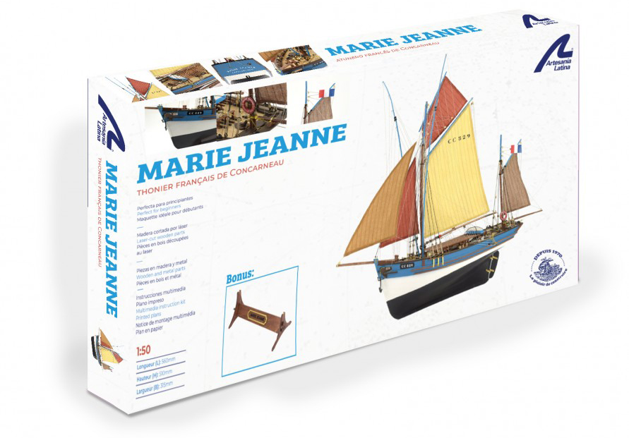 Maqueta Pesquero Marie Jeanne a escala 1/50 (22175). Renovado kit de modelismo de 2022 hecho en madera.