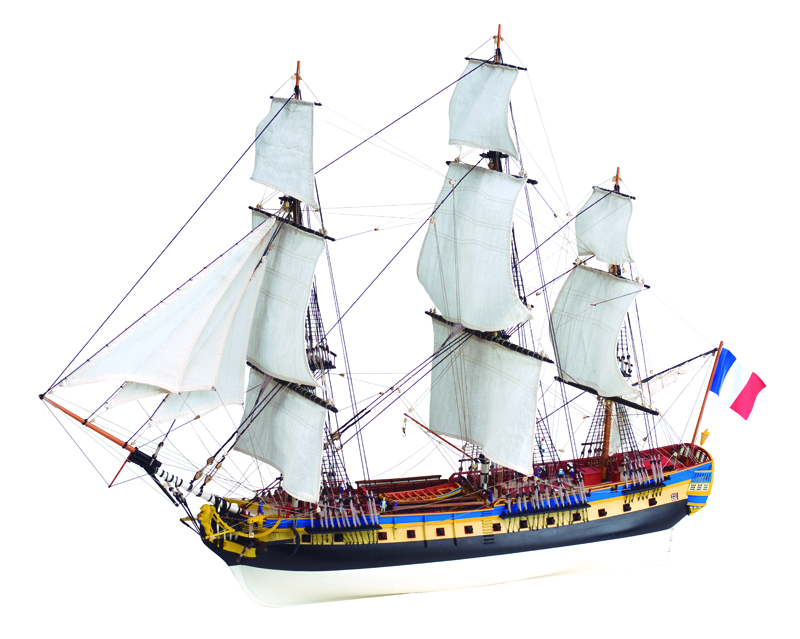 Maquette Hermione La Fayette 1/89 (22517-N). Réplique en bois fidèle pour les modélistes avancés.