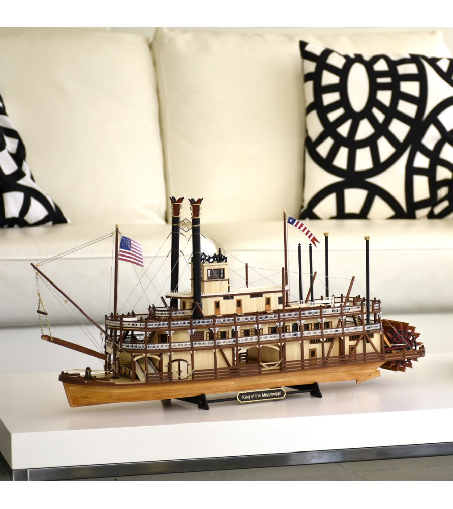 HANDMADE KING MISSISIPIi WOODEN MODEL BOAT 30 INCHES. — Medieval Replicas