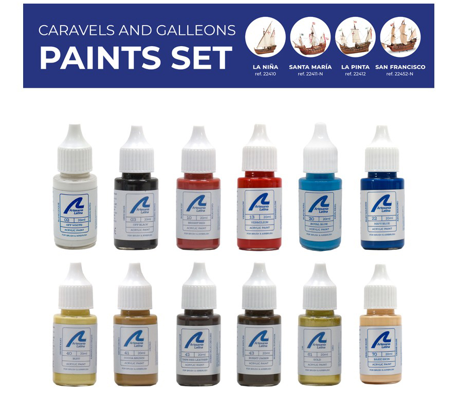 Paints Set for Caravels and Galleons Models (277PACK8) by Artesanía Latina.