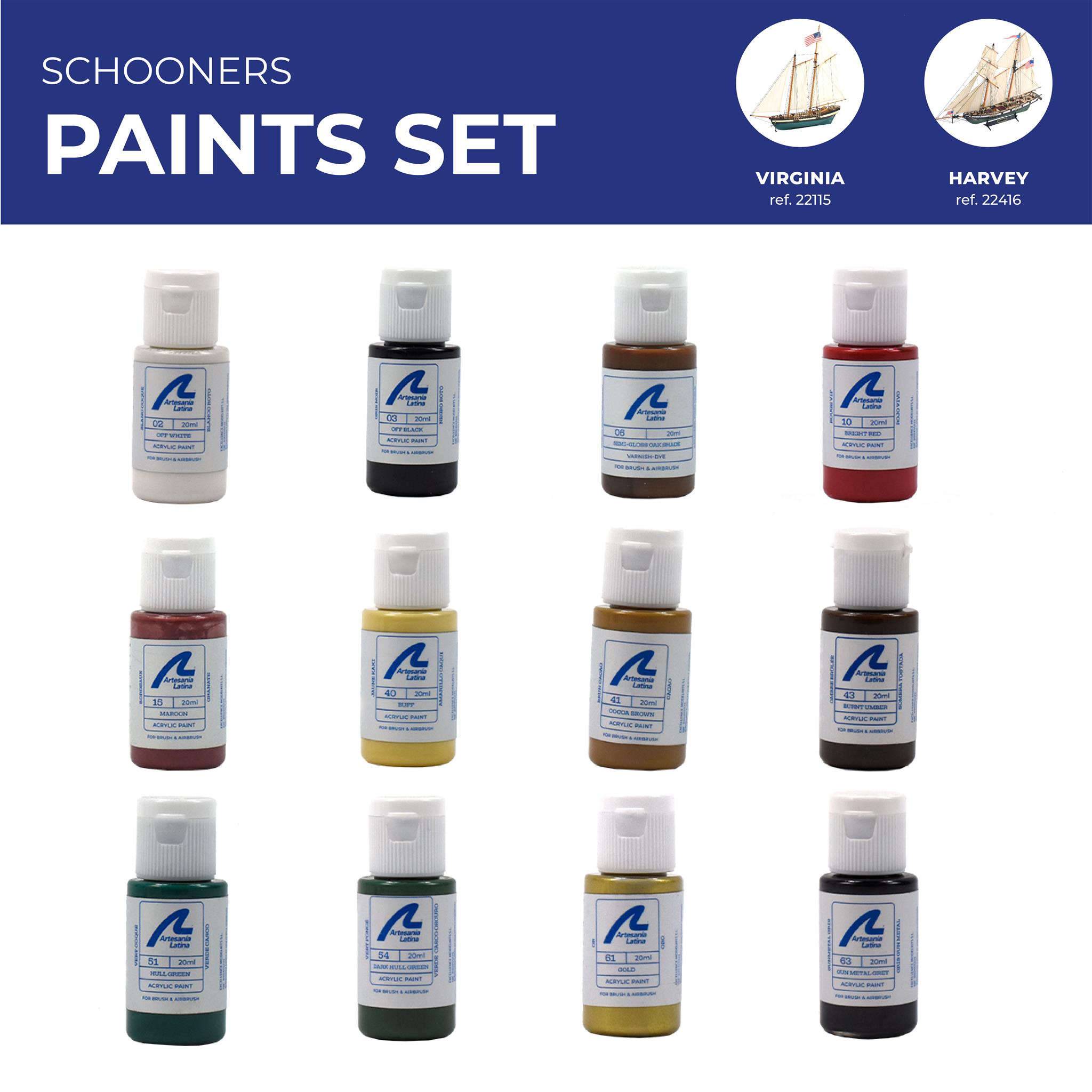 Schooners Models Specific Acrylic Paints Set: Virginia (277PACK21).