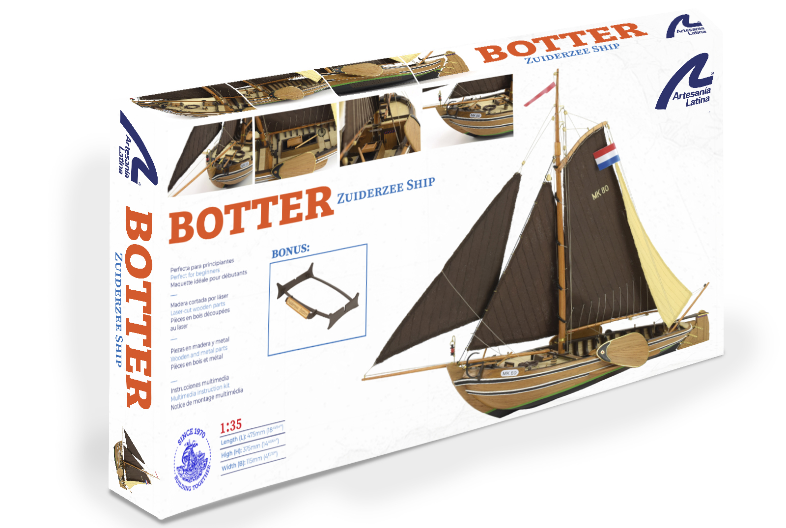 New Ship Model Kit: Dutch Wooden Fishing Boat Model Botter (22125) by Artesanía Latina.