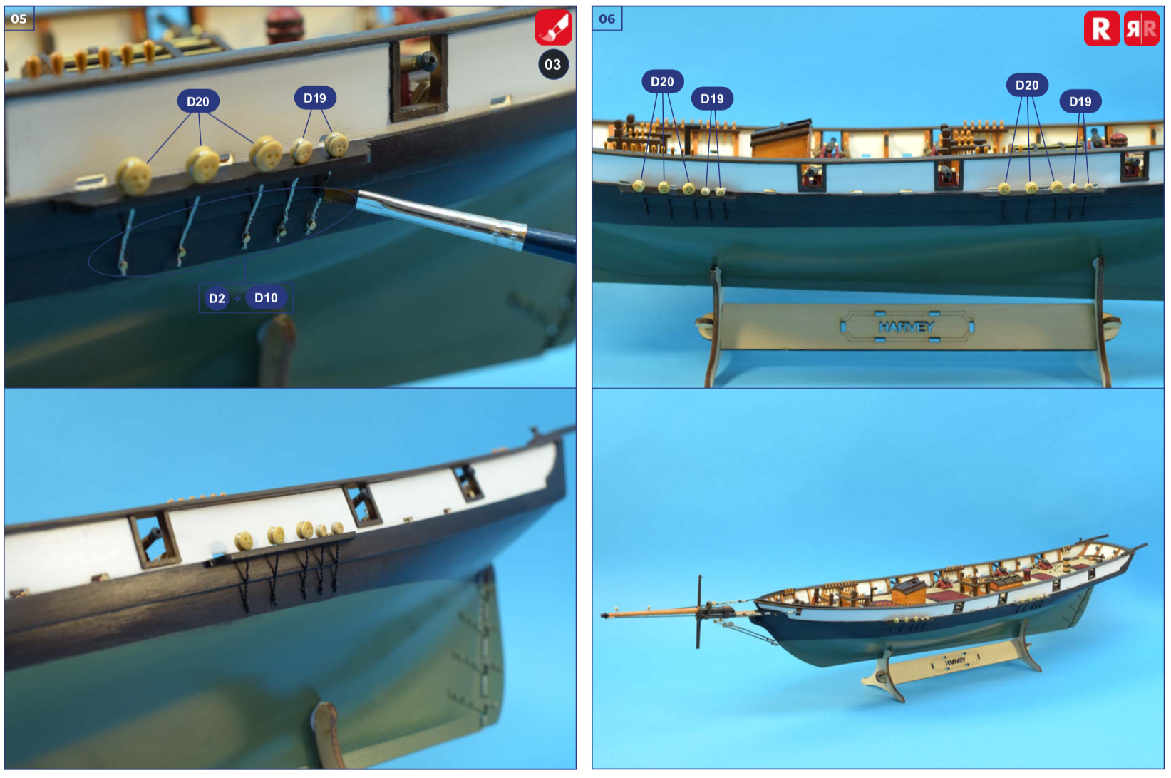 Acrylic Paints Set. Schooners Model Ships Virginia & Harvey