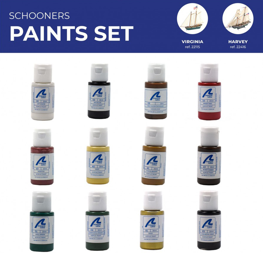 Ensemble de Peintures Acryliques Maquettes Goélettes Harvey (277PACK21) d'Artesanía Latina.