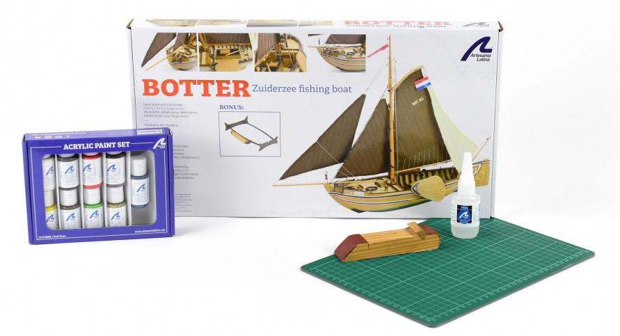 Ideas para Regalar Modelismo: Pack Regalo Maqueta Barco de Pesca Botter (22125-L) de Artesanía Latina.
