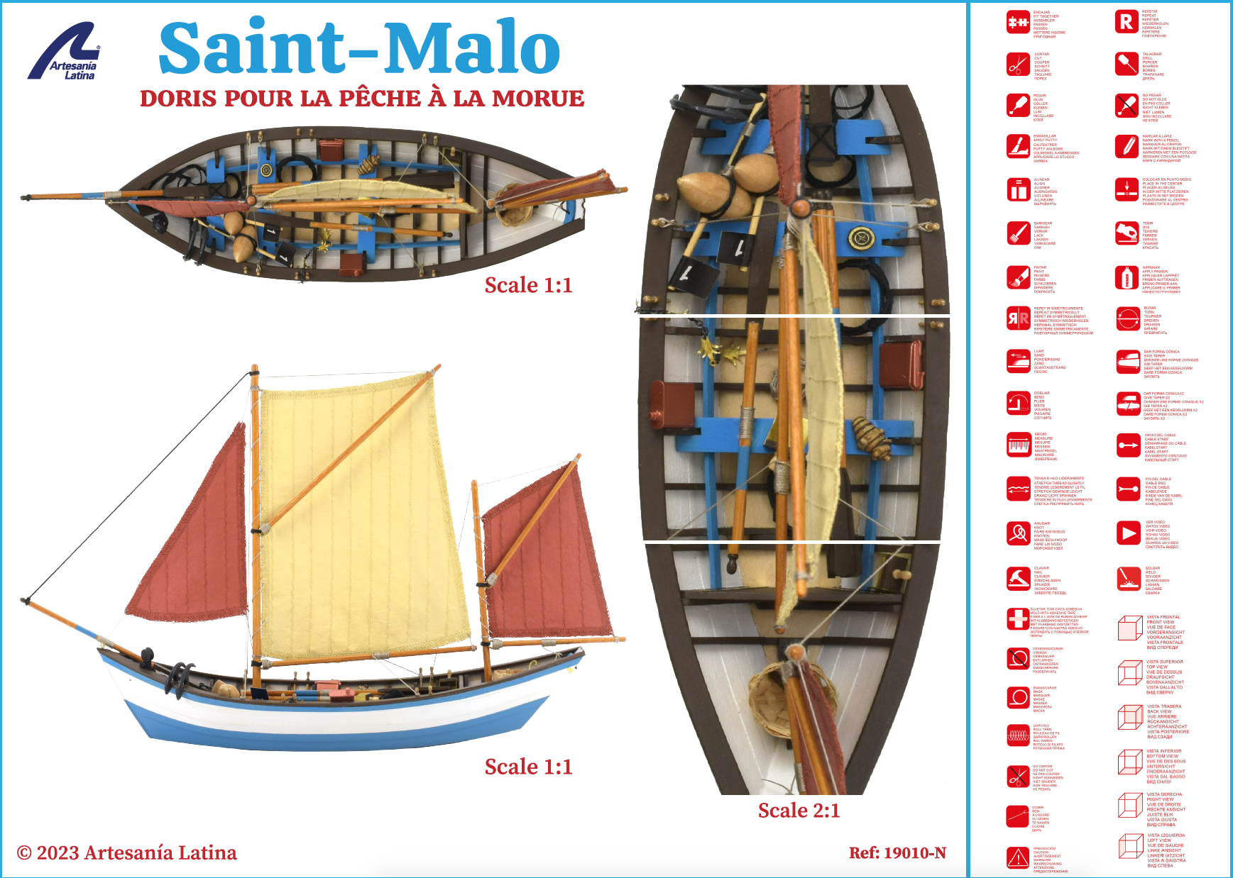 Artesanía Latina – Kit de Modelo de Barco de Madera – Barco de Pesca  Francés, Doris Saint Malo – Modelo 19010, Escala 1:20 – Modelos para montar  –