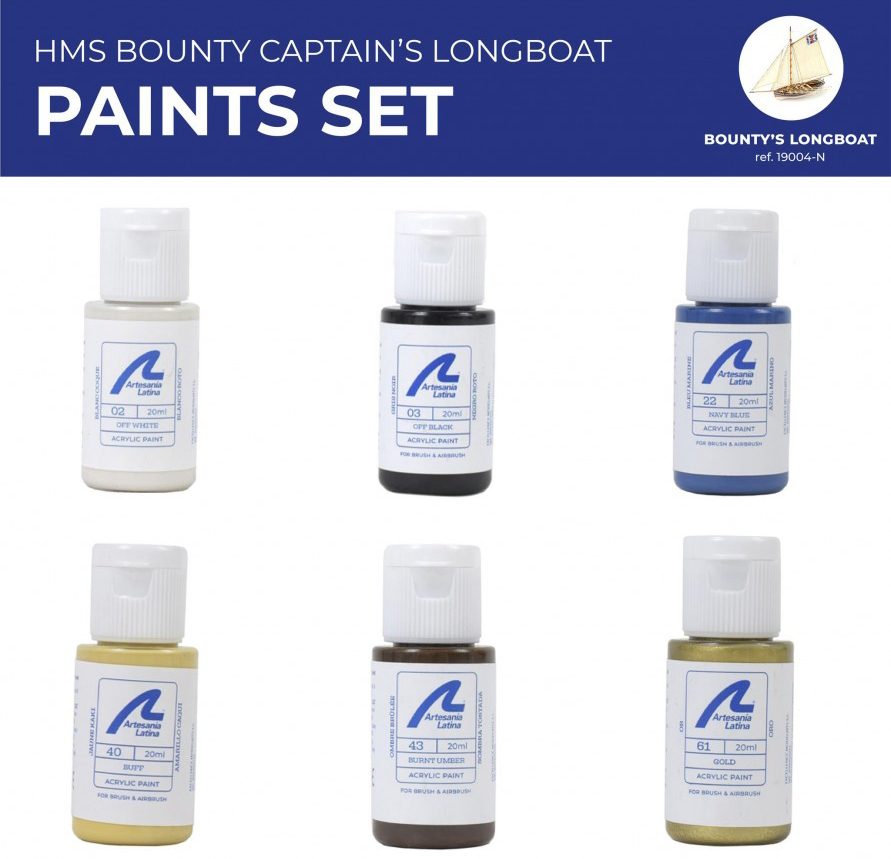 Paints Set for Ship Model: HMS Bounty Jolly Boat (277PACK26) by Artesanía Latina.