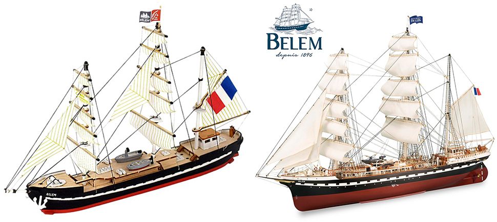 Wooden Ship Models: Belem French School Ship of Artesanía Latina. Beginner (17001) and Advanced (22519) levels.