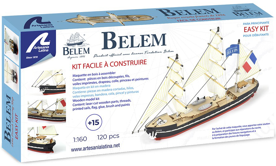 Boat Model Easy Kits: Wooden French Training Ship Belem by Artesanía Latina. Beginner Level (17001).
