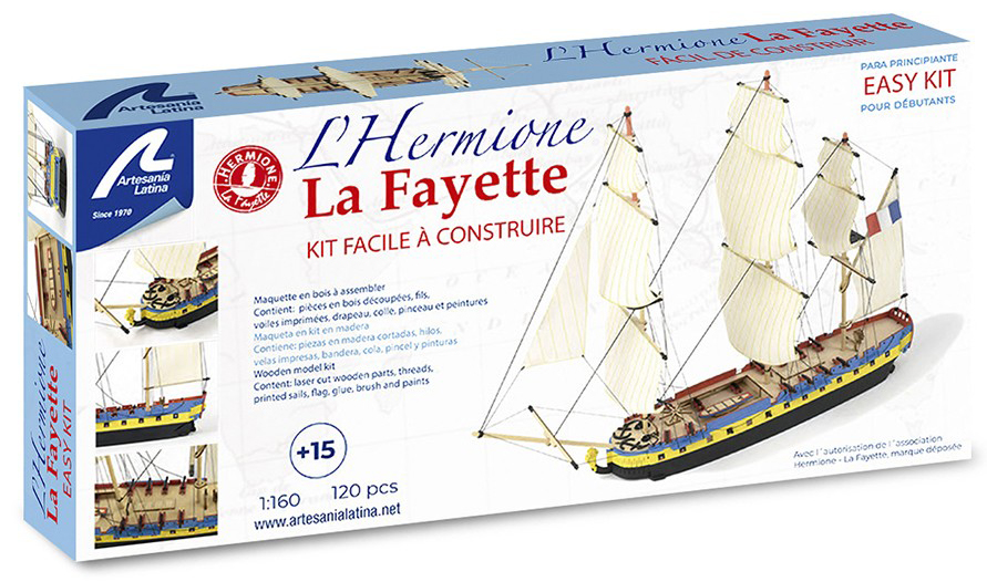 Boat Model Easy Kits: Wooden French Frigate Hermione La Fayette by Artesanía Latina. Beginner Level (17000).