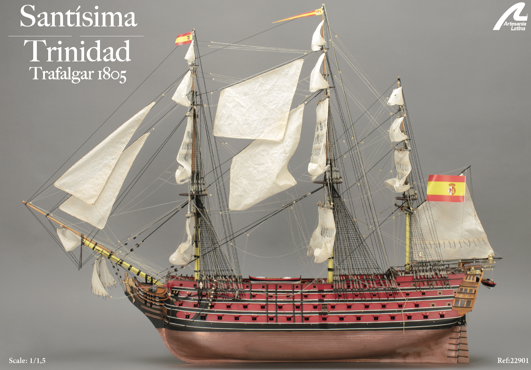 Plano 1:1 de Kit de Modelismo Naval en Madera Navío de Línea Español Santísima Trinidad (22901) de Artesanía Latina.