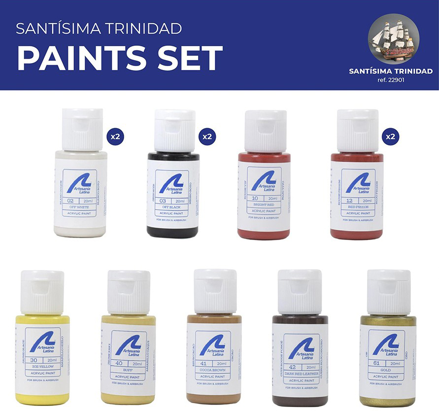 Set of Acrylic Paints for Ship of the Line Santisima Trinidad (277PACK30) by Artesanía Latina.