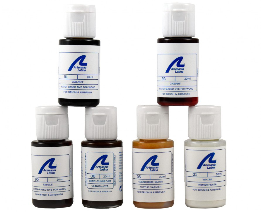 Paints for Naval Models. Mini Set of Dyes and Varnishes for Wood (277PACKB3) by Artesanía Latina.