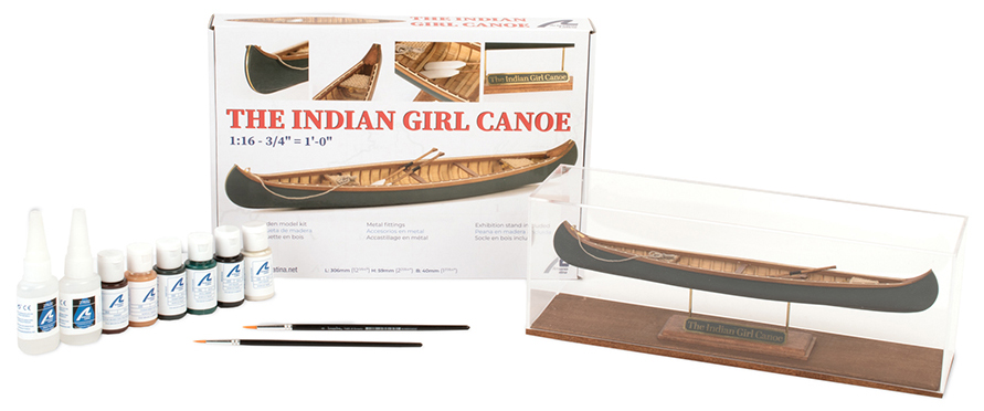 Gift Pack Indian Girl Canoe (19000) at 1:16 Scale. Wooden Ship Model Kit for Beginners by Artesanía Latina.