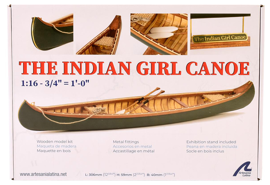 Maqueta Indian Girl Canoe (19000) a Escala 1:16. Kit de Modelismo Naval en Madera para Principiantes, de Artesanía Latina.
