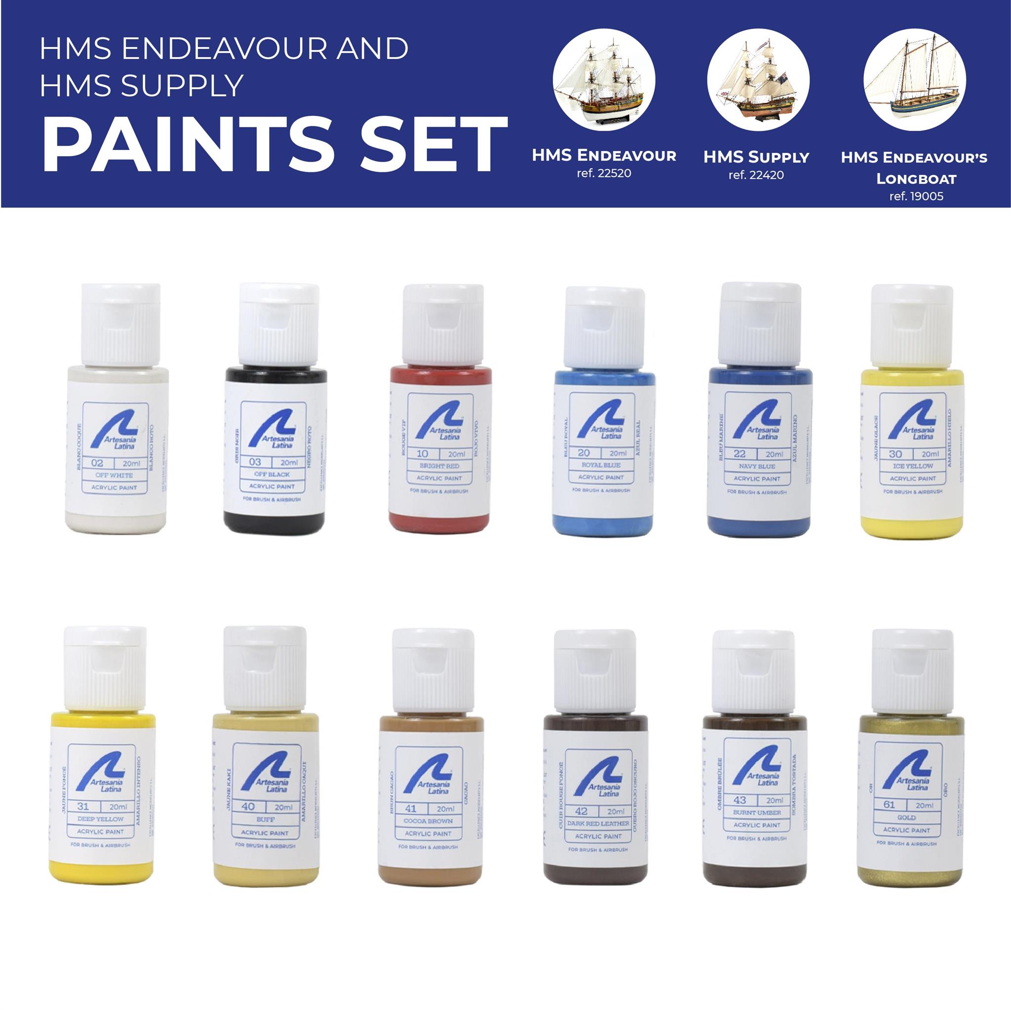 Specific Set of Paints for HMS Supply (277PACK7) by Artesanía Latina.