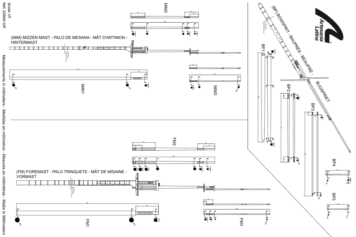 Plans Voiles Maquette Anatomie HMS Victory Trafalgar 1805 (22900-OP) par Artesanía Latina.