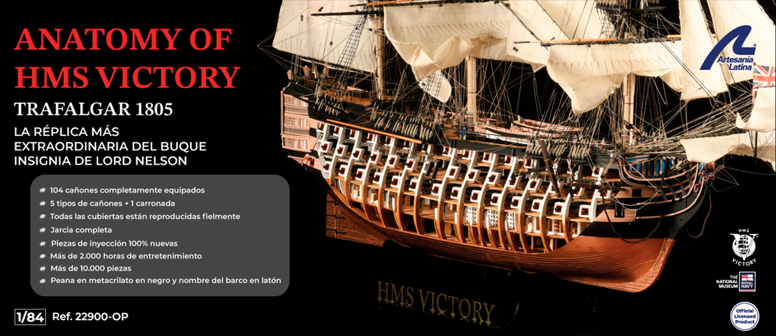 HMS Victory Modeling Kit Trafalgar 1805 Edition at 1:84 Scale (22900-OP) by Artesanía Latina.