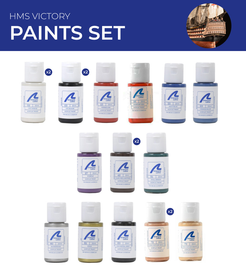 Set of Specific Paints for Anatomy of HMS Victory (277PACK11) by Artesanía Latina.