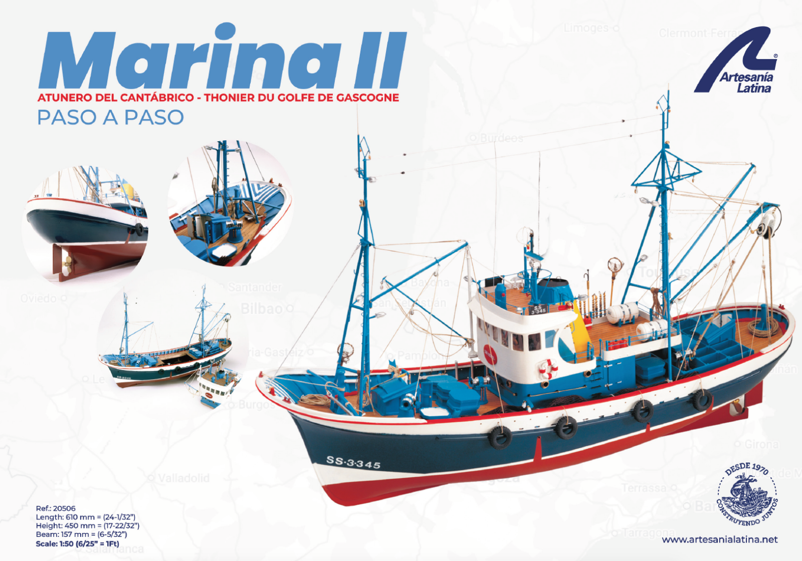 Instrucciones Maqueta Barco Bonitero Mar Cantábrico Marina II (20506) de Artesanía Latina.