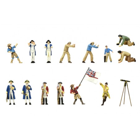 Set di 14 figure con accessori in metallo per HMS Endeavour