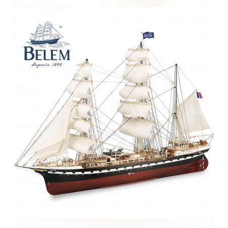 Modelo de navio em madeira: Navio de treino francês Belem 1/75