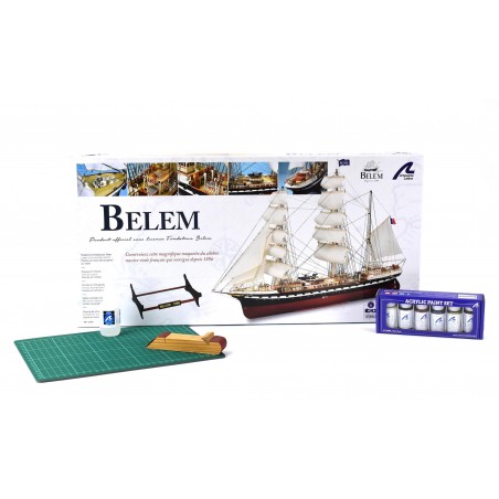 Schulschiff Belem. Geschenkpaket mit Schiffsmodell, Farben und Werkzeug