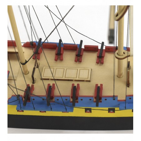 Kit facile Fregata Hermione La Fayette 1:160. Modello di nave in legno con dipinti 7
