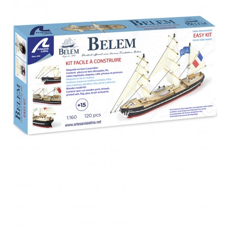 Easy Kit Navire-École Français Belem 1:160. Maquette de Bateau en Bois avec Peintures et Accessoires 10
