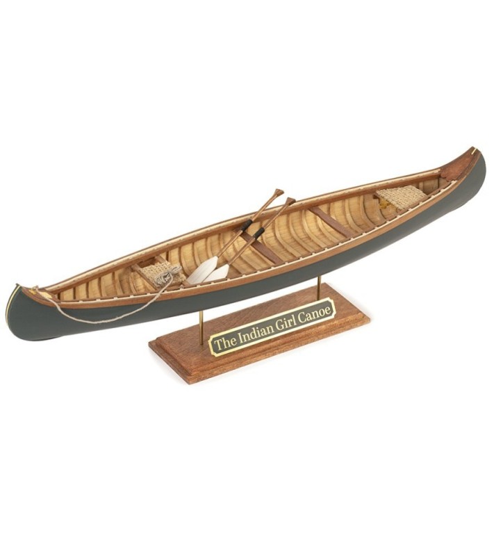 A canoa da rapariga índia 1:16. Modelo de barco em madeira