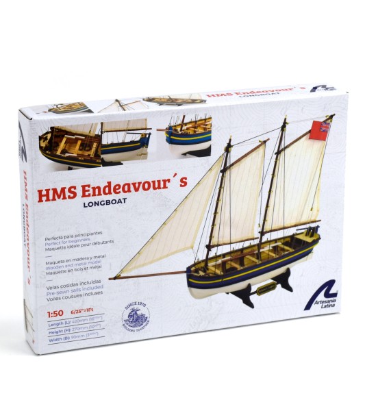 Canot du Capitaine HMS Endeavour 1:50. Maquette Bateau en Bois
