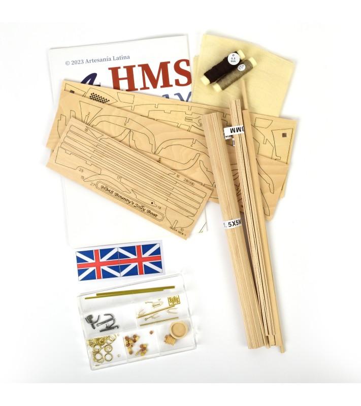 Шлюпка HMS Bounty (Jolly Boat) 1:25. Деревянная модель корабля 1 2