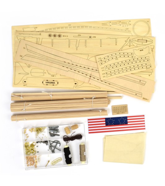 Amerykański szkuner Virginia. drewniany model statku w skali 1:41