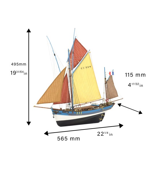 MARIE JEANNE Tonijnboot 1:50 Model van een houten vissersboot