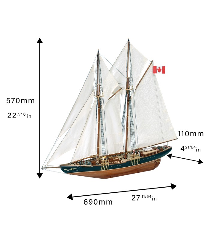 Fishing & Regattas Schooner Bluenose II. 1:75 Wooden Model Ship Kit 1 2