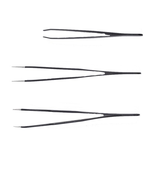 Set van 3 professionele pincetten met ultrafijne punt