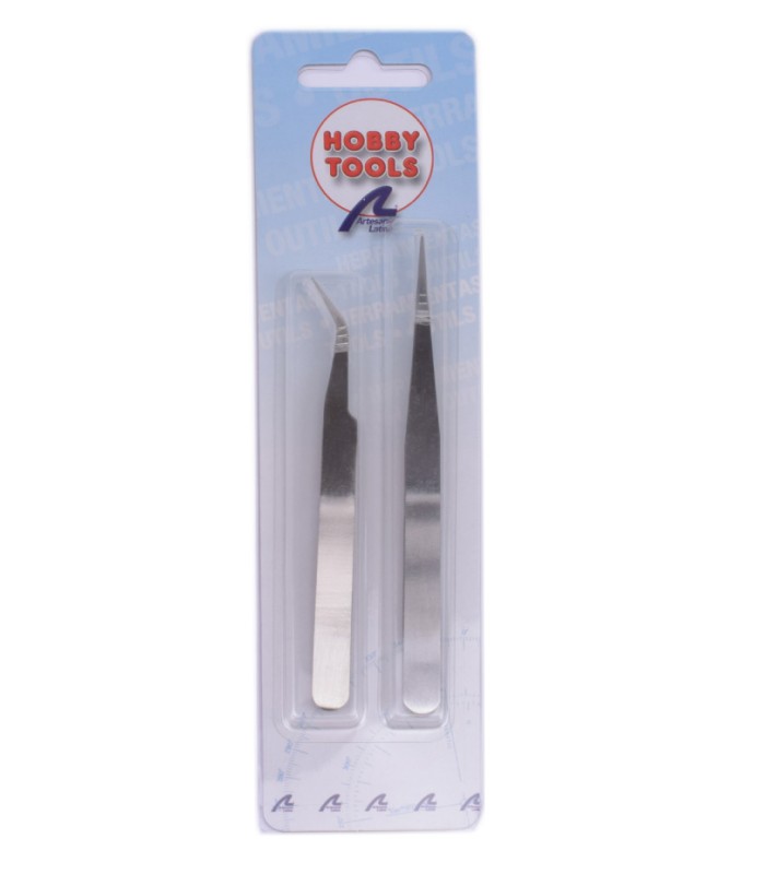 Set of 2 Straight & Curved Fastening Tweezers 2