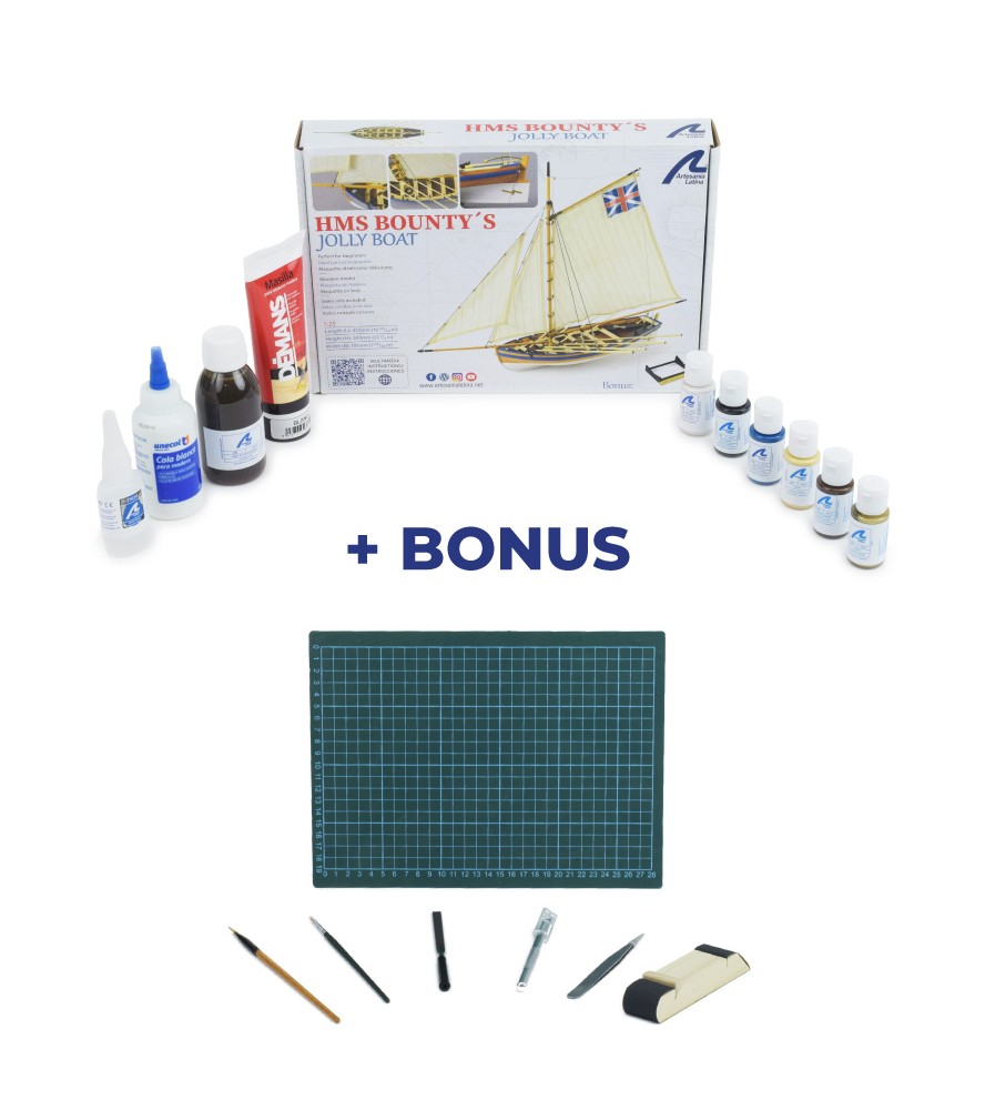 Jolly Boat HMS Bounty. Gavepakke med modelskib,...