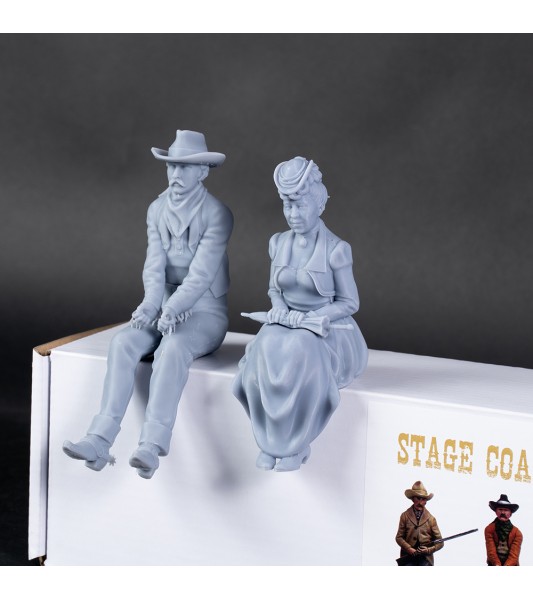 Lot de 4 figurines en résine pour la diligence STAGECOACH - Echelle 1/12