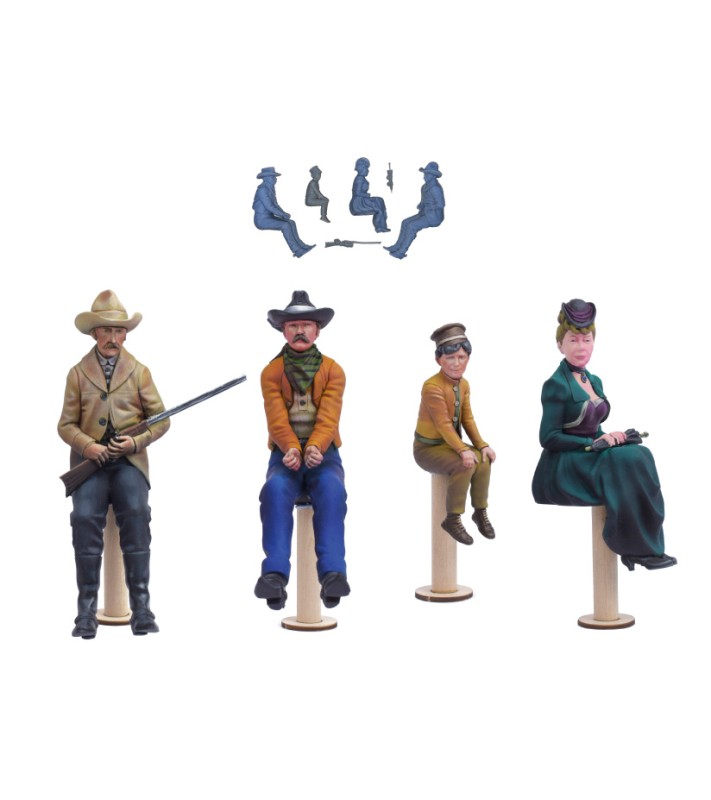 Satz von 4 Resinfiguren für STAGECOACH Postkutsche -... 2