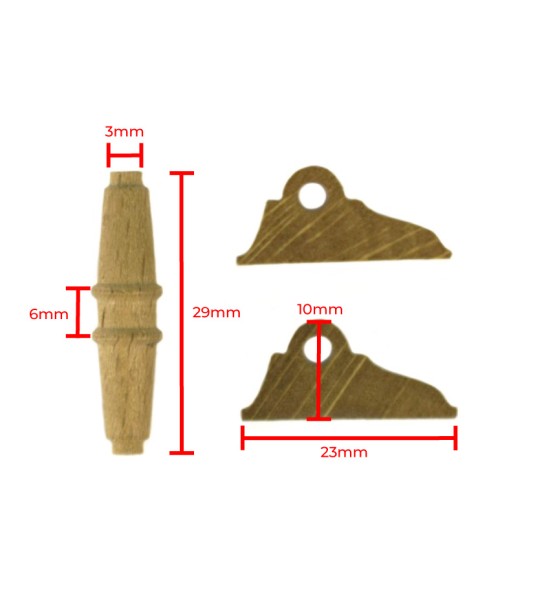 Capstan Horizontal Shape in Walnut Wood 30 mm for Ship Modeling