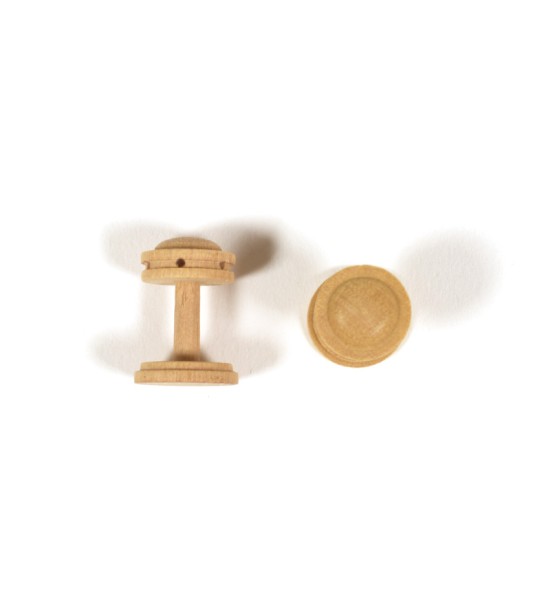 Treuil vertical en hêtre 16 mm (2 pièces) et protections de treuil en noyer