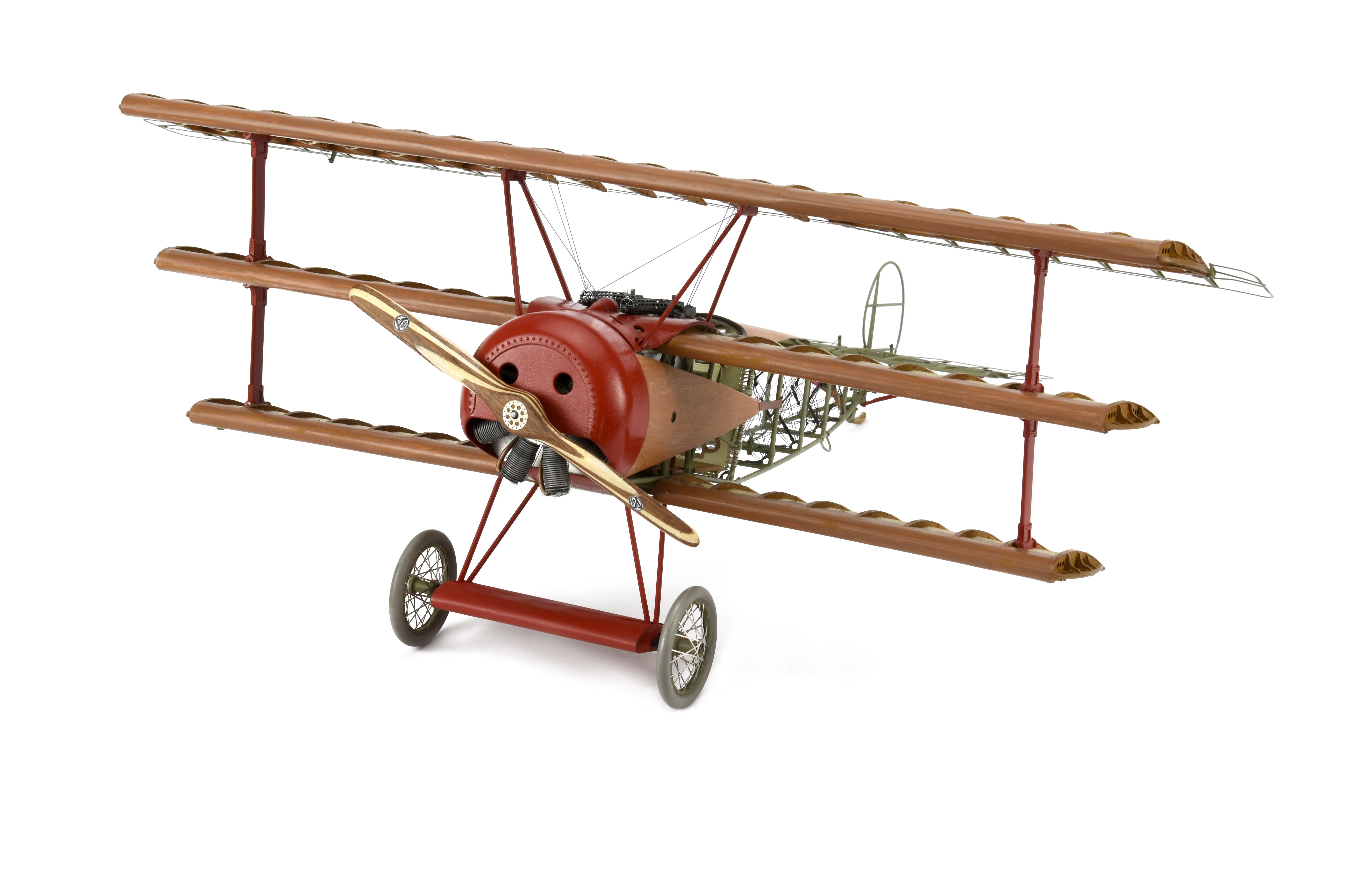 Wooden Metal Plane Model 1:16 Fighter Fokker Dr. I Red Baron