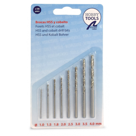 Set van 8 HSS en Cobalt boren voor boren