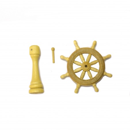 Roda e leme em madeira de 40 mm para modelação naval